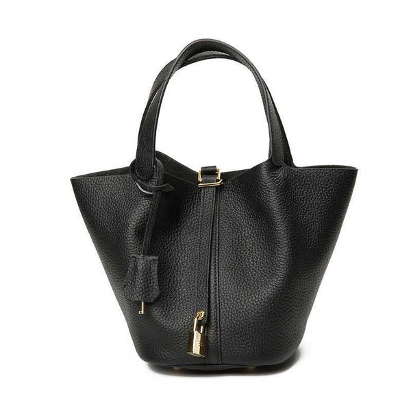 

luxury designer bag picotin lock basket bag leather vegetable bucket lychee grain layer cow simple and versatile 18cm large capacity portabl