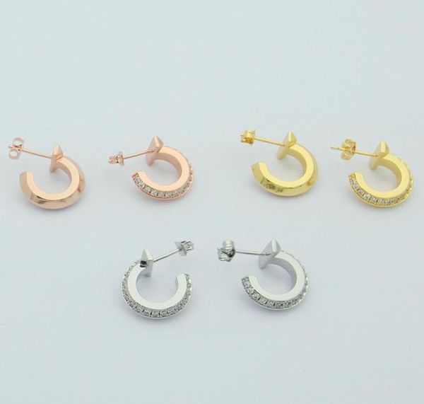 

womens cring earrings studs designer jewelry with drill studs goldsilveryrose gold full brand as wedding christmas gift1478038, Golden;silver