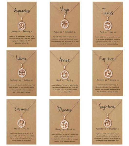 

3d 12 zodiac sign constellations pendants necklaces for women men silver gold male jewelry fashion birthday gifts2450708