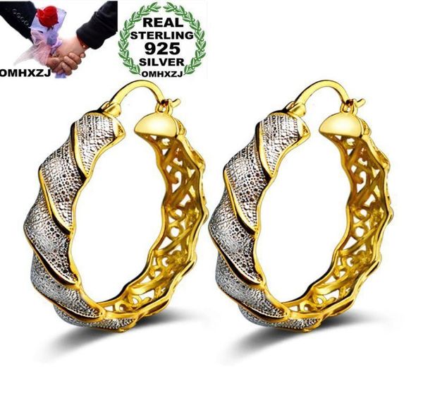 

omhxzj whole personality fashion woman girl party wedding cool white round 925 sterling silver hoop earrings ye4064086778, Golden;silver