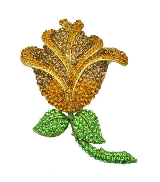

rhinestone valentine039s day gifts large yellow rose flower brooch pin female fashion jewelry whole supply women gift1646726, Gray