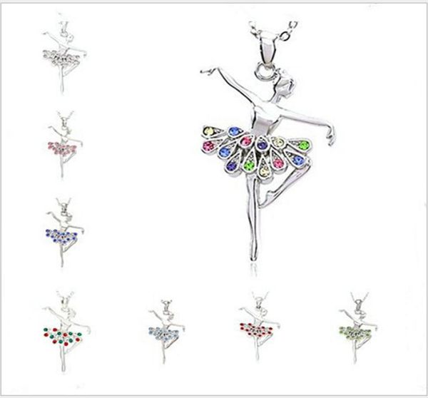 

crystal necklaces christmas dancing ballerina dancer crystal ballet dance pendant necklace charm gros collier femme jewellery wome1758850, Silver