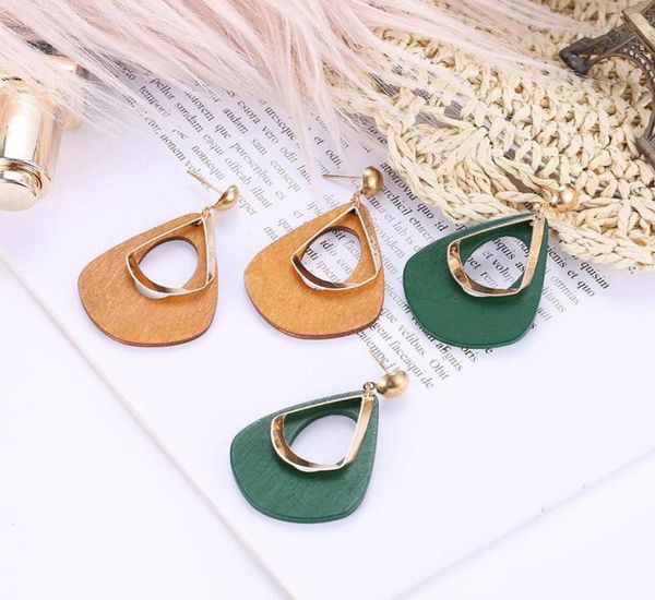 

dangle chandelier 2021 fashion boho geometric unique wooden drop earrings for women bohemian vintage wood earring jewelry9275249, Silver