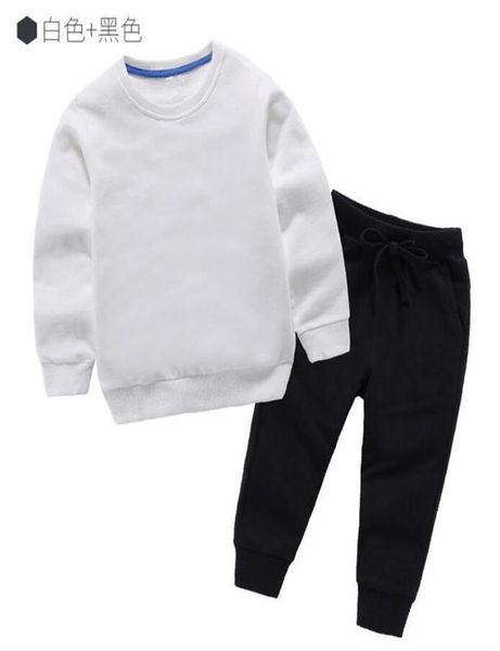 

classic designer boy girl long sleeve hoodies pants sport suit kids fashion children039s 2pcs cotton clothing sets8393777, White