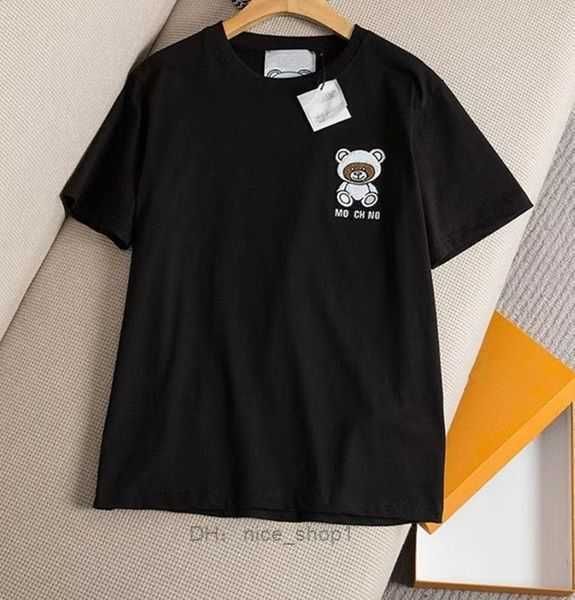 

summer designer womens moschino t shirts tees cartoon bear stamp loose cotton round neck for outdoor leisure clothing mens shirt 4 2s4l, White