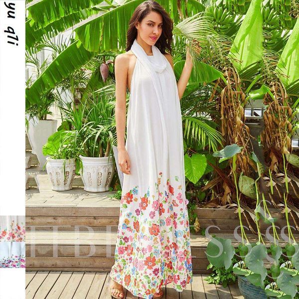 

printed sleeveless halter big hem ruched dress evening gown, Black;gray