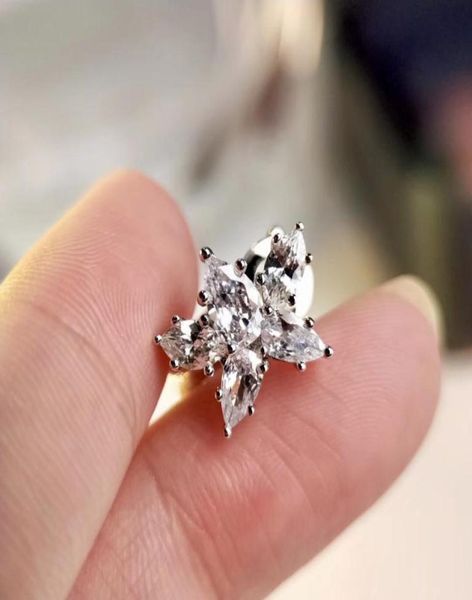 

fashion2020 early spring series asymmetric flower cluster earrings s925 silver plated 18k gold white gold diamond earrings never 5079616, Golden;silver