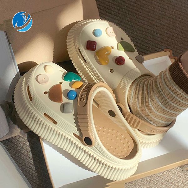 

slippers mo dou thick sole clogs shoes for women summer fashion wrapped toe sandals for girls eva outdoor beach shoes non slip 230713, Black