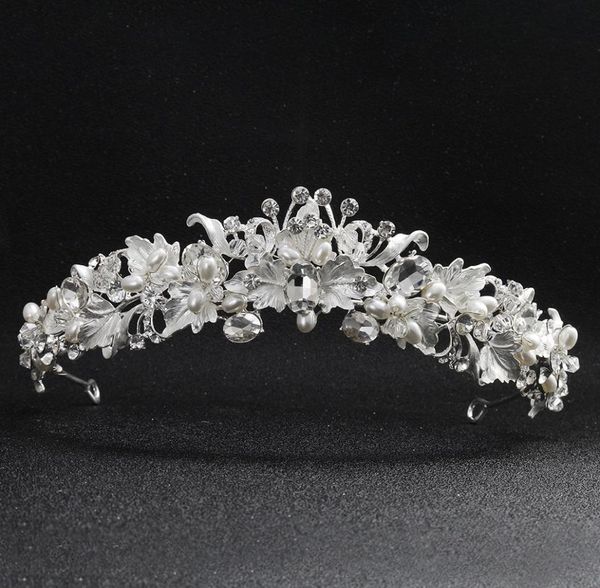 

beautiful flower rhinestone alloy tiaras and crowns wedding hair accessories bridal headpiece for women jci0759949195, White;golden