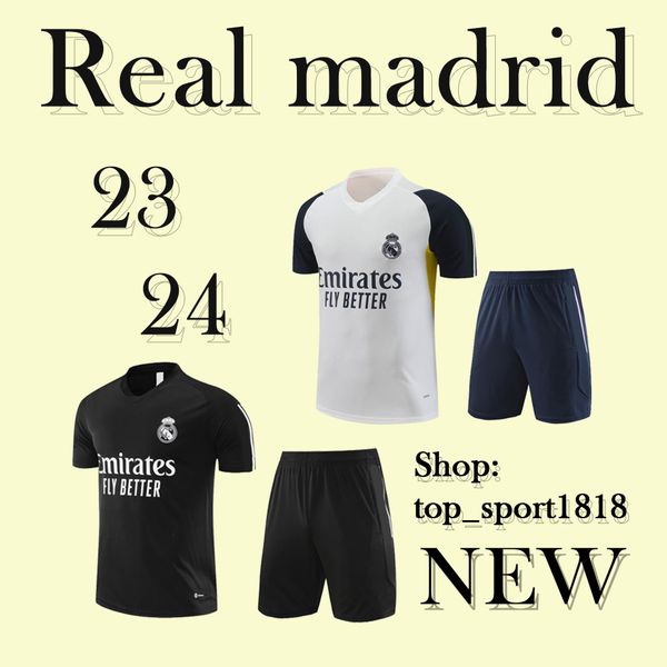 

22 23 24 real madrid sportswear soccer shirt real madrid training shirt 2023 2024 short sleeve suit sportswear men t shirt men and kids, Black