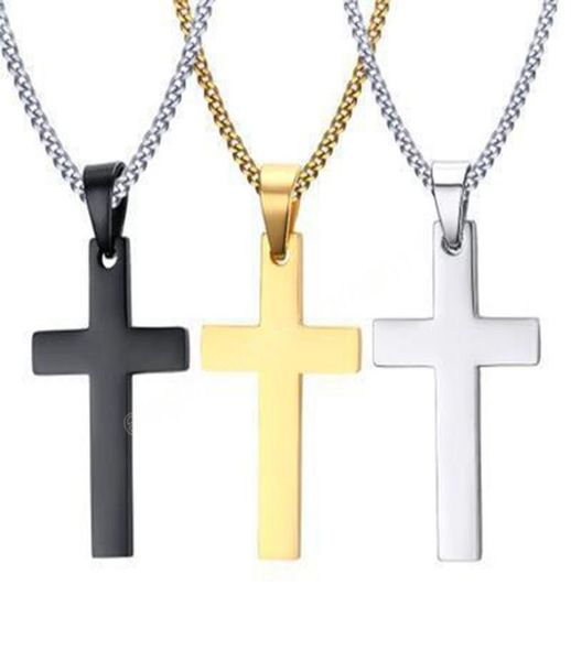 

fashion stainless steel cross pendant necklaces men religion faith crucifix charm decoration chain for women jewelry gift6029538, Silver
