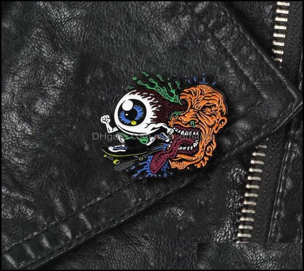 

pinsbrooches jewelry creative fashion big eyes skateboard metal enamel brooch aspiring so badge pin fun trendy clothing backpack j4689080, Gray