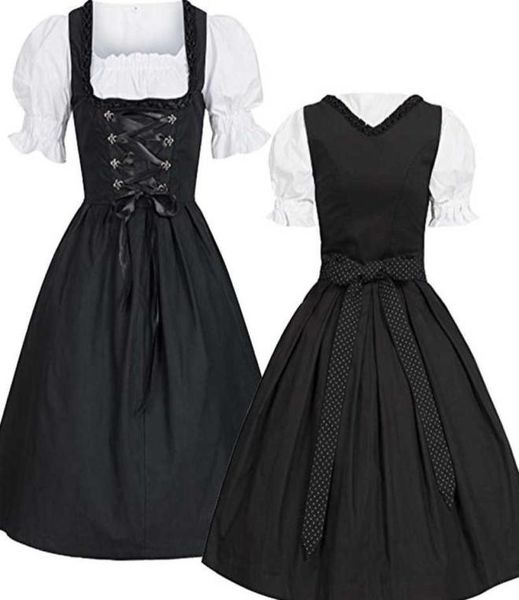 

new festival dress dirndl dress blouse apron size black front strap back bow lolita dresses 2019 new spring lace back bow2498108, Black;gray
