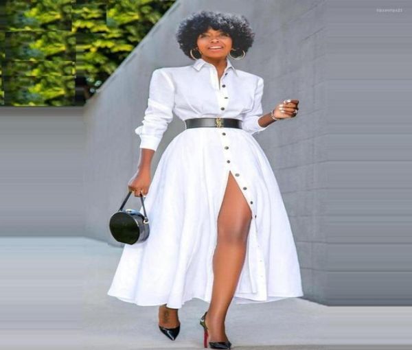 

casual dresses 2023 fashion long sleeve classic dress streetwear button slim maxi commute lapel women shirt9004449, Black;gray