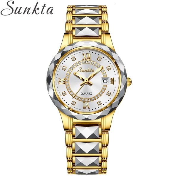 

women s watches lige women watch sunkta woman dress bracelet wrist ladies clocks brand hour luxury waterproof quartz watch box 230714, Slivery;golden