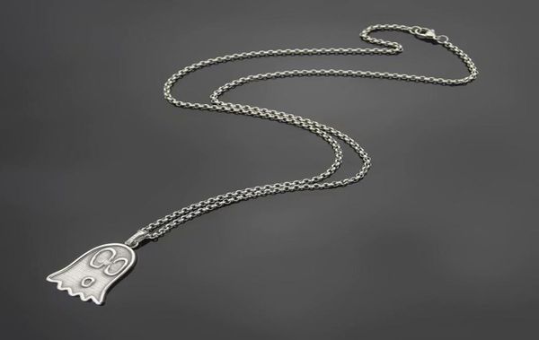 

new listing retro style men lady brass engagement long necklace with carving g letter elves spectre ghost pendant6960090, Silver