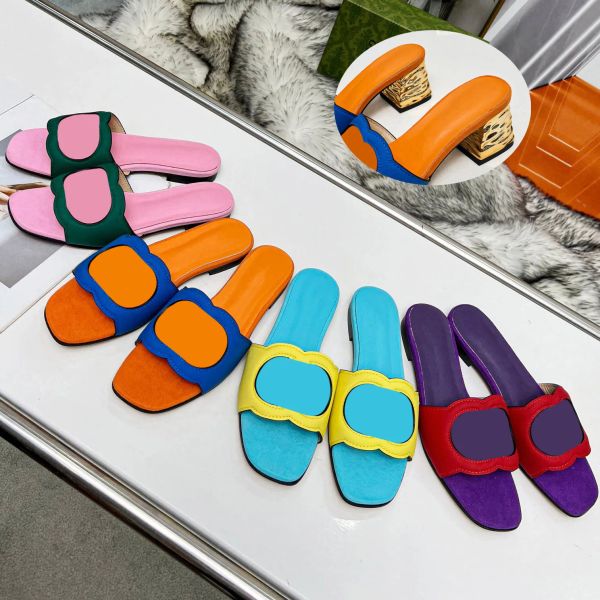 

made in italy women interlocking high-quality real leather slippers g cut-out slide sandal calf leather flat ladies fashion cutout cei, Black