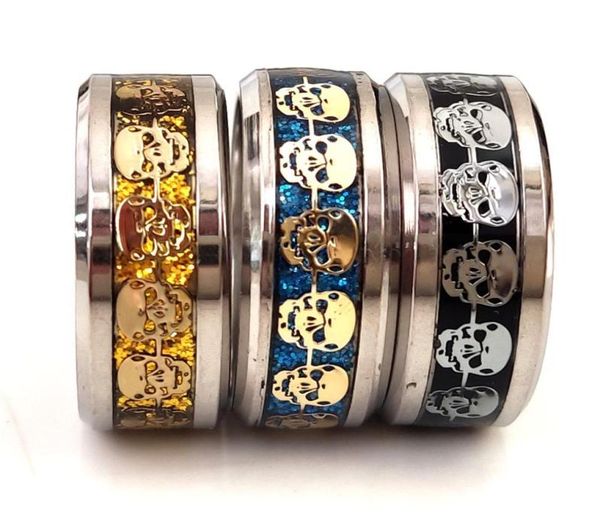 

30pcs men039s skull rings stainless steel 316l gothic biker ring comfortfit rings whole jewelry lot6976982, Silver