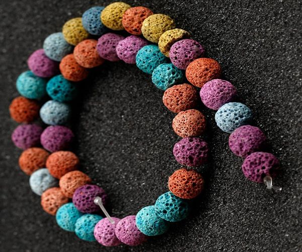 

dull polish lava mix colors volcanic rock beads round natural stone beads 15quot strand 4 6 8 10 for diy jewelry making2971103, Black
