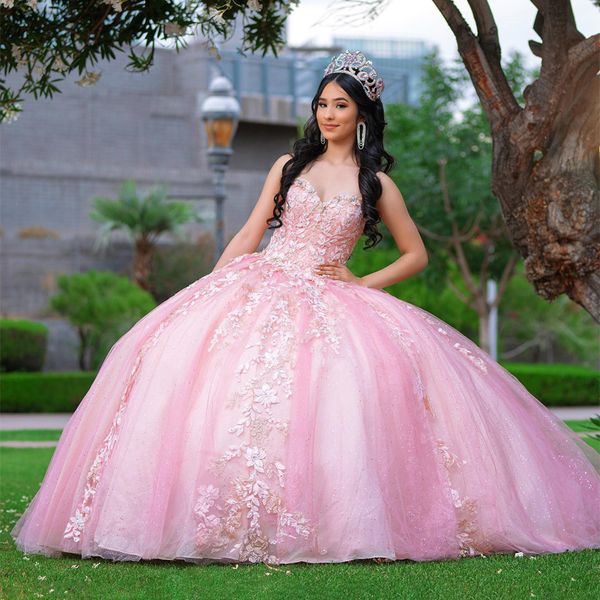 

pink shiny quinceanera dress lace appliques beading off the shoulder ball gown 2023 princess dress sweet 16 dress vestidos, Blue;red