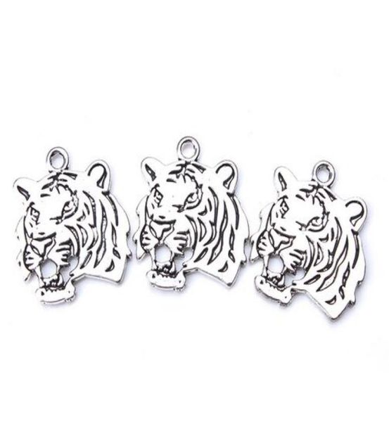 

50pcslot ancient silver alloy tiger charms pendants for diy jewelry making findings 27x24mm8539422, Bronze;silver