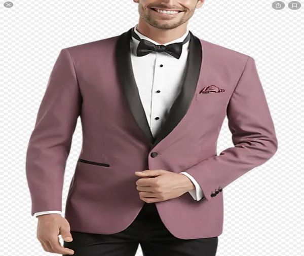 

dusty rose men suits black shawl lapel one button wedding tuxedo terno masculino prom groom 2 pcs slim fit blazer jacket pant8652784, Black;gray