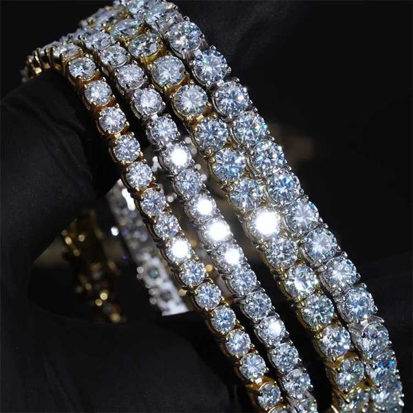 

aaa gems 4mm hip hop square diamond tennis chain big moissanite tennis chain moissanite tennis chain choker, Silver