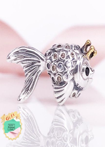 

gold fairytale fish new arrivel s925pan collection charm yellow cz fit european chain bracelet jewelry 792014ccz charm8485982, Black