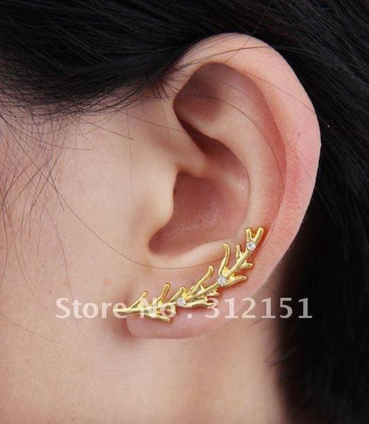 

new 24 k gold plated leaves ear stud earring 100 excellent quality quot10 off per 100 orderquot7281603, Golden;silver
