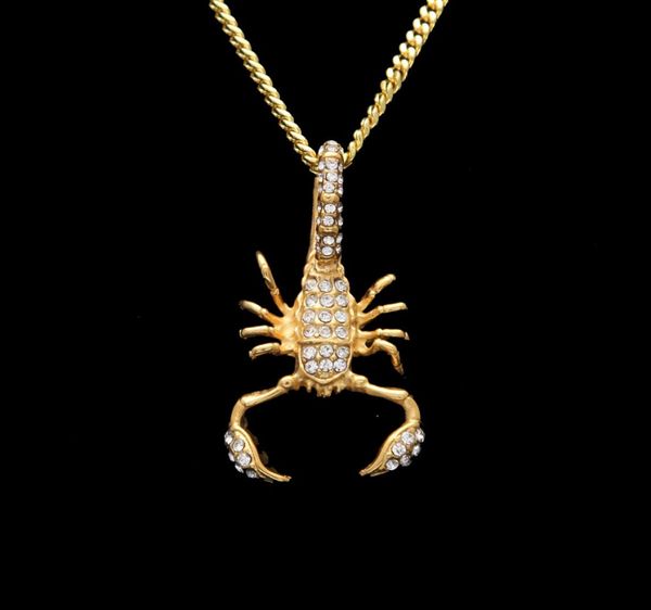 

iced out stainless steel scorpion pendant gold color iced out rhinestone animal pendant necklace fashion hip hop jewelry3299776, Silver