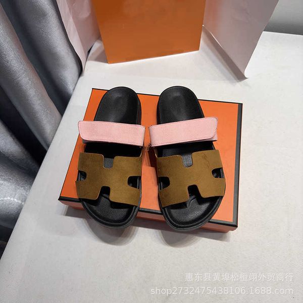 

beach leather designer slide super oran velcro luxury 2023 summer new casual thick sole h slippers for women's sandals outwear s2lc