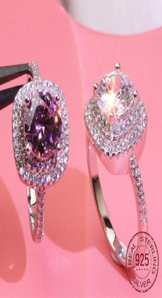 

925 sterling silver ring luxury women039s micro inlaid 8mm zircon rings princess girl is a square pink diamond street fashion j5112079, Slivery;golden