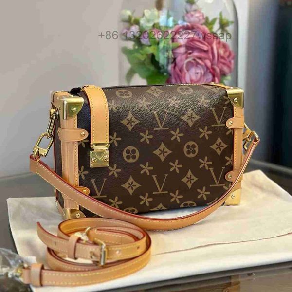 

women m46358 side trunk box nano clutch bag luxurys m21741 embossed tote handbag pochette shoulder mens designer genuine leather black cross