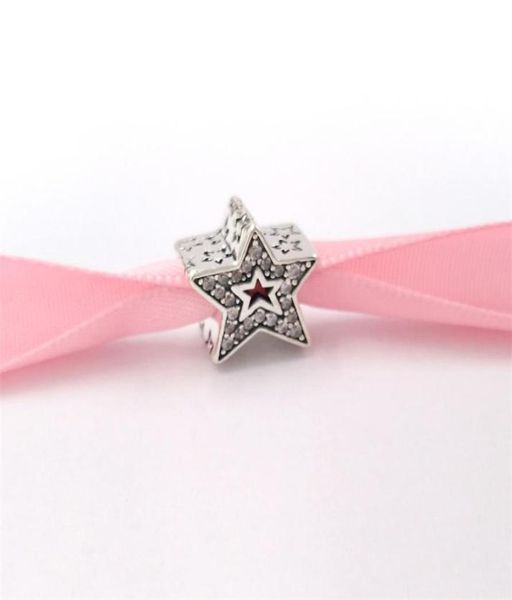

andy jewel jewelry authentic 925 sterling silver beads sparkling asymmetric star charm charms fits european style bracelets & necklace 79001, Black