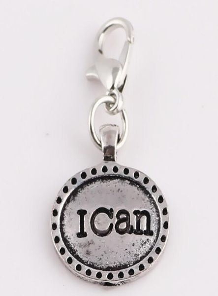 

whole 20pcslot vintage silver i can tag letter charms dangle pendant with lobster claps fit for glass floating locket1845548, Bronze;silver