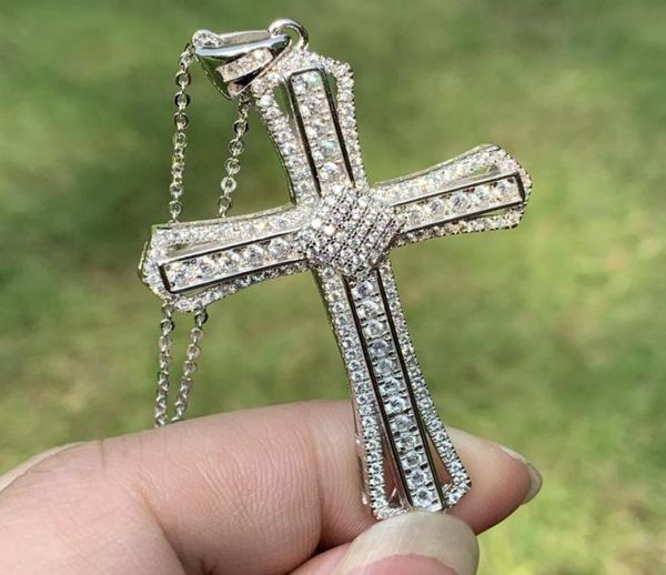 

choucong brand new unique luxury jewelry cross pendant 925 sterling silver pave white clear 5a cubic zirconia cz women necklace wi5077306