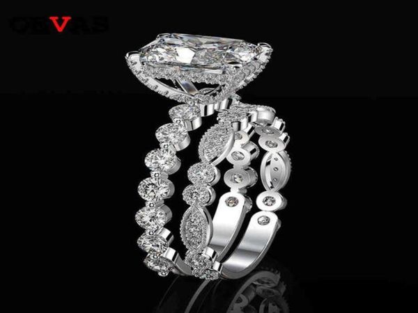 

oevas 100 925 sterling silver wedding rings set for women sparking created moissanite gemstone diamonds engagement fine jewelry273473224, Slivery;golden