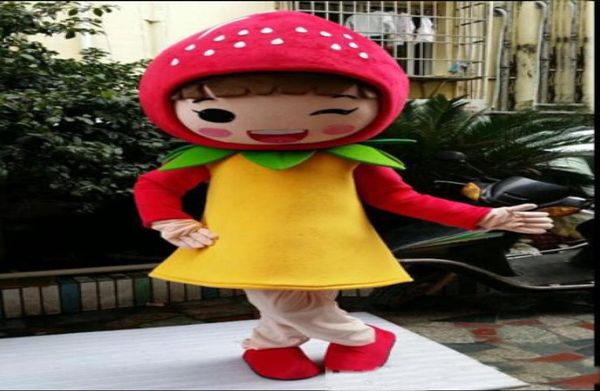 

2018 discount factory fruit strawberry girl mascot costume cartoon character mascot costumes3404031, Red;yellow