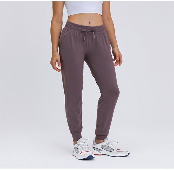 

l2079 women naked feel fabric workout sport joggers pants waist drawstring fitness running sweat pants with two side pocket cross5000551