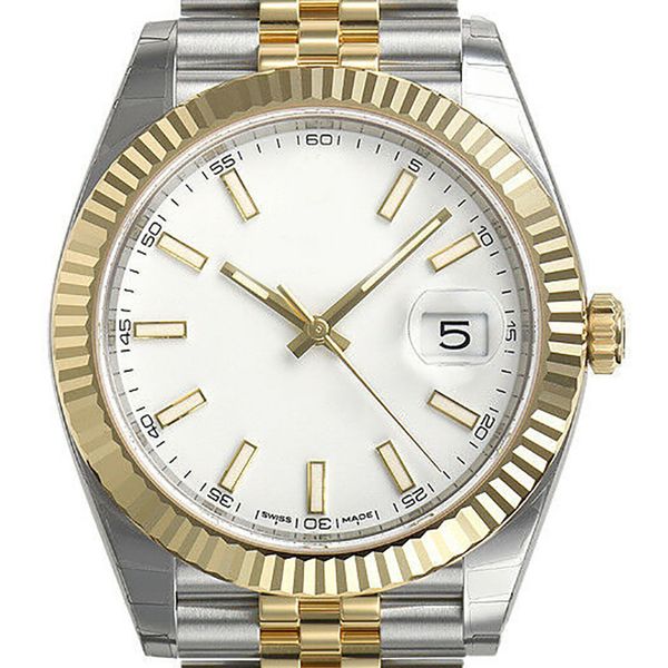 

men watch dj factory 3235 automatic movement 41mm 126333 two tone steel gold jubilee white index dial men's watches with original box, Slivery;brown