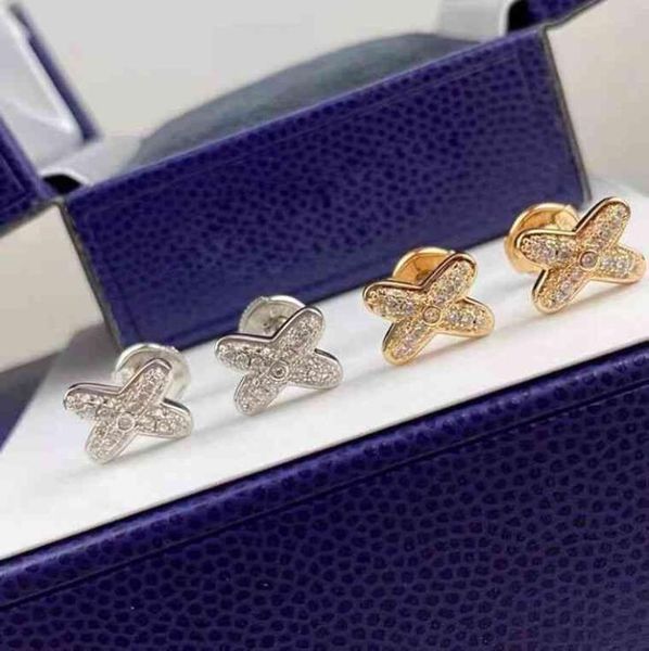 

the new xiaoshangjia cross 925 sterling silver plated 18k gold shangjia inlaid x letter earrings full diamond earrings9494337, Golden