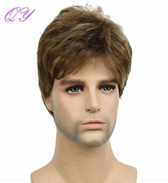 

men hair synthetic brown ombre linen color short straight men039s wig natural fashion style for man daily or party adjustable s6582301, Black
