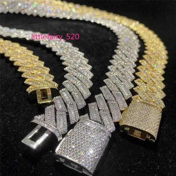 

pendant necklaces hip hop 18mm cuban chains sparkling cz rock brass cubic zirconia necklace men's and women's jewelry gifts, Silver