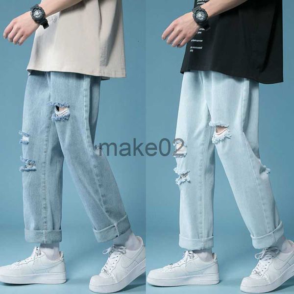 

men's jeans 2021 summer men's baggy homme cargo pocket jeans loose blue color casual pants biker denim fashion trend trousers size