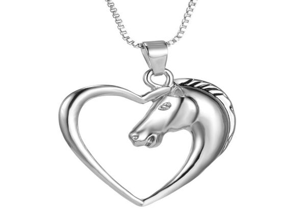

women necklace fashion jewelry silver plated link chain trendy horse in heart pendant necklaces for girl mom gift wedding party an5768911