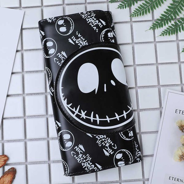 

bag cartoon wallet skull male and female purse long buckle wallet pu leather fashion handbag