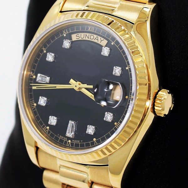 

dj factory 36m day-date 118238 18k yellow gold factory diamond jubilee dial box asia 3235 automatic inlaid with silver diamonds mens men&#03, Slivery;brown