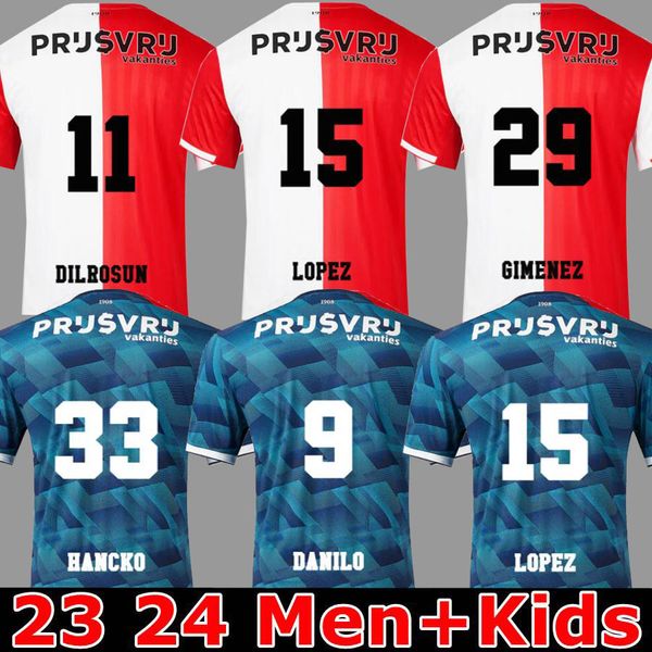 

23 24 feyenoords kokcu gimenez danilo soccer jerseys home away third trauner hartman 2023 2024 men kids football shirt, Black;yellow