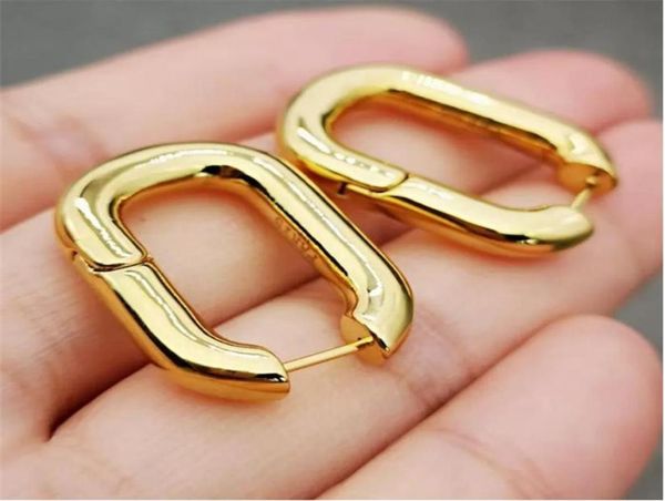 

luxury jewelry huggie des boucles d039oreilles woman earings gold hoop oval metal earrings ladies simple personality women desi6088554, Silver