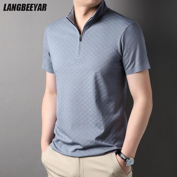 

men's polos grade jacquard zipper luxury summer brand polo shirts men fashion designer slim short sleeve casual mens clothing 230713, White;black